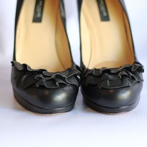 Ann Taylor Black Christine Ruffle Pumps